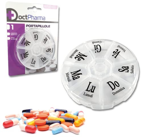 Portapillole a 7 Scomparti Settimanale in ITALIANO 7 Giorni Portapastiglie Giornaliero Organizer Medicine Porta Pastiglie Pillole Medicinali Vitamine Integratori Anziani