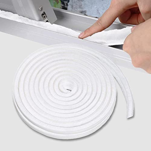 Door Strip Draft Excluder, 10m (L) x 9mm (W) x 9mm (T) Brush Draught Excluder, Draught Proofing, Front Door Draft Excluder Strip, Draught Excluder for Windows, White