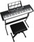LEADZM Clavier Piano 61 Touches, Piano Numérique avec Support de Clavier, Banc de Piano, Pupitre, Casque, Microphone, Écran LED, 3 Modes D'apprentissage pour Débutants (Noir)