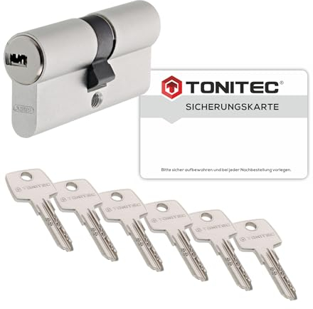 ToniTec Zylinderschloss TEC440 by ABUS Schließzylinder gleichschließend als Doppelzylinder Größe 28/34 mm mit Codecard