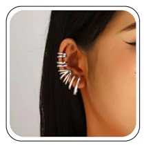 TseenYi Boho Pendientes Garra Ear Cuff Plata Crawler Metal Climber Vintage Claw Wrap Redondos