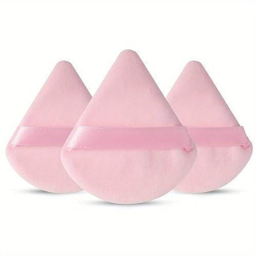 IMAXWAVE Set di 3 spugne per trucco triangolari, spugne per cipria, spugne per applicatori, nappe per trucco, spugne per fondotinta e polvere, spugne per il viso, polvere puff (rosa)