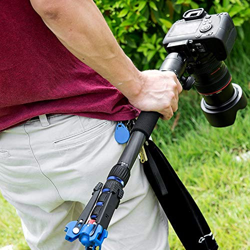 Monopié de Cámara de Fibra de Carbono, Ligero y Cómodo para DSLR, Monopié de 5 Secciones 45-165 Cm con de Bloqueo Rápido, de Espuma, Bolsa Portátil y Correa, Carga Máxima 8kg,