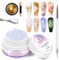 MIZHSE Clear 3D Skulptur Nail Gel mit Gold Chrome Nail Powder, Jelly Nägel Glue für 3D Gel Nail Art, Rhinestone Glue mit Nailart Pinsel, 18g Clear Carving Nailgel und Gold Chrome Pigment Powder