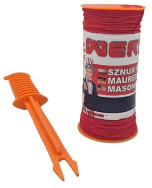 WERHE Maurerschnur Auf Spule Ø1,8mm 150m Länge mit Handgriff – Pflasterschnur Rot – Bauschnur aus geflochtenem Polypropylen – Knotenfest, Reißfest und Belastbar