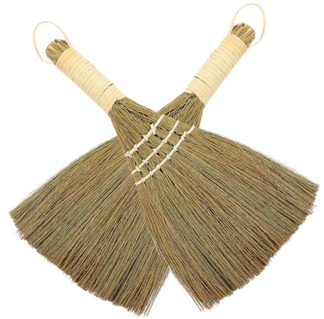 Gogogmee 2 Pezzi Scopa da Tavolo Piccola con Manico Corto Spazzola Portatile Antipolvere per Casa Realizzata Mano Resistente e Pratica per Angoli Difficili
