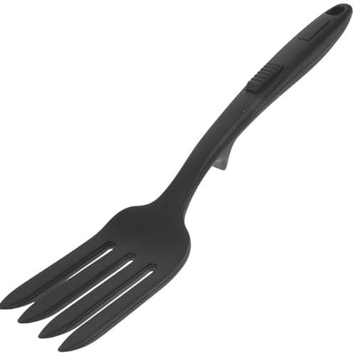 JECOMPRIS Forchetta da Cucina in Silicone Nero Riutilizzabile, Forchetta Ergonomica per Servire Pasta e Insalate, Utensile Pratico per Ristoranti, Famiglie e Campeggio
