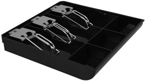 SUPVOX Cash Register Insert Tray with 3 Compartments and Metal Clip, Coin and Money Organizer Cash Drawer Tray for Retail Shop and Small Business Use