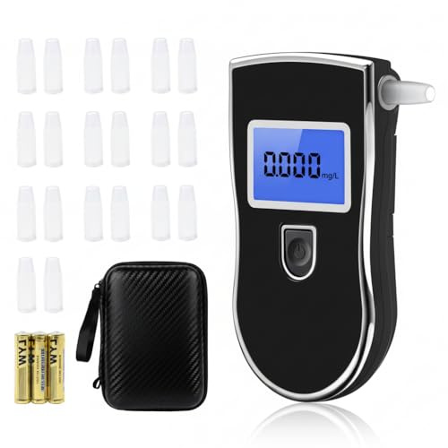 Yanbaozi Alcolimetro Professionale Portatile Digitale, Sensore a Semiconduttore con Display LCD, 18 Bocchini Inclusi, Risultati Rapidi e Affidabili, Alimentazione a Batterie AAA