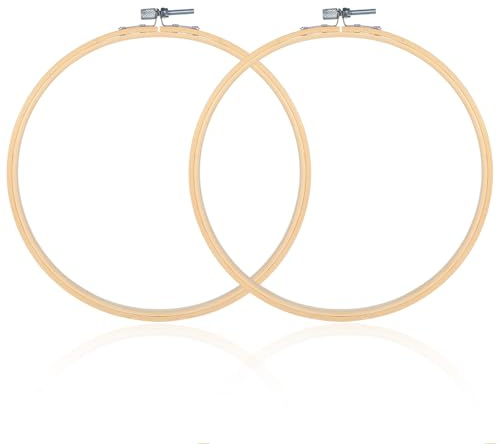 2 Pack 7.87'' Wooden Embroidery Hoops, 20CM Beech Wood Circle Hoop Ring, Beech Cross Stitch Frame with Copper-Plated Screw, Hanging Embroidery Rings for Art Craft Sewing Home Ornaments