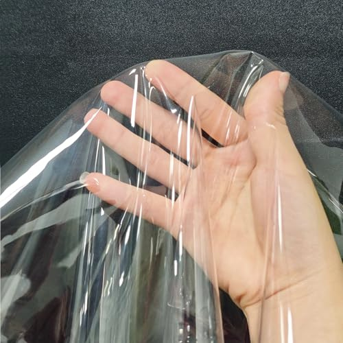 JERLITU Clear TPU Vinyl Fabric Transparent Sewing Craft Vinyl Film 0.3mm | 50x137cm Clear TPU Film Clear Sewing Vinyl Sheet Multipurpose Waterproof Material for Raincoat Clothing Tablecloth Decor