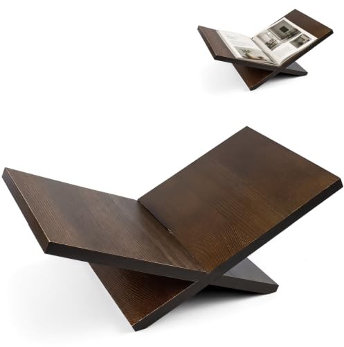 Buchständer aus Holz, Buchständer für Coffee Table Books, Eleganter Leseständer & Kochbuchhalter, Moderner Bildband-Ständer für Kunst, Bibeln, Bildbände & Zeitschriften - Braun, 40 x 24 cm