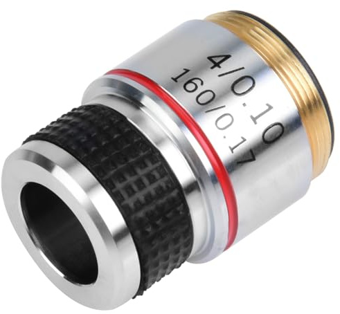 Generic 4X Akromatisk Objektiv Lens Mikroskop Objektiv Akromatisk Lens 160 Mm 185 Konjugatavstånd 0,17 Mm Täckglas med Aluminiumlegeringsskal för Biologisk Mikro