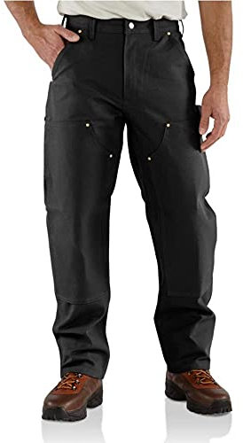 Carhartt Men's Loose Fit Firm Duck Double-Front Utility Work Pant, Black, W34/L32