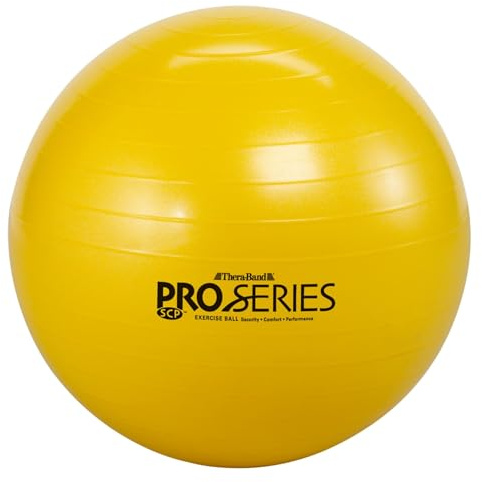 THERABAND Pro Series Exercise Ball, 18 Yellow Stability Ball for 4'7–5' Users, Anti-Burst Yoga & Pilates Ball, Balance & Core Trainer, For Athletes Fitness at Gym & Home