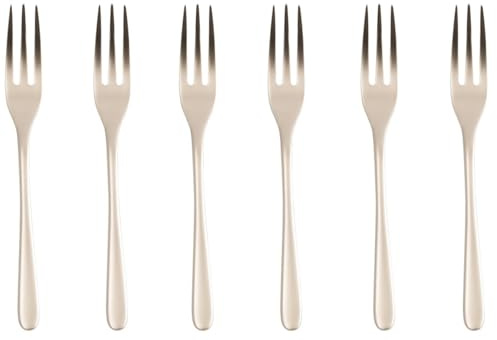 Sambonet Rosenthal Gold Besteck Kuchengabeln - Champagner Gold - Taste Vintage - 6-teilig - Spülmaschinenfest