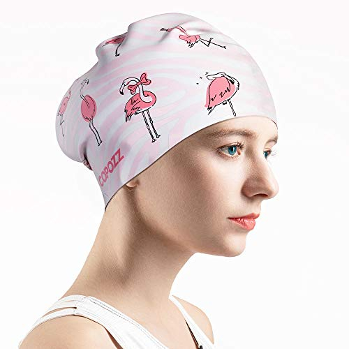 COPOZZ Erwachsene Badekappe Damen, Silikon Aufrüsten Wasserdicht Schwimmkappe Langes Haar Badekappen Anti-Leck Swimming Cap Bademütze für Mädchen mit Lockigem, Mittellangem Haar