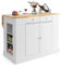 COSTWAY Kücheninsel mit erweiterbarer Arbeitsplatte, Küchenschrank mit Schubladen, Seitenregalen und 2 Ebenen Staufach, Holz, 120 x 91 x 92 cm (Weiß)