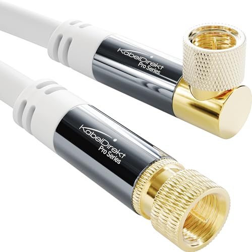 KabelDirekt – SAT Cable – Coaxial, Internet & Satellite TV/Aerial Cable, F-Connector – Designed in Germany – 90° angled/straight – 10m (Radio, DVB-T2/DVB-C/DVB-S2 – white)