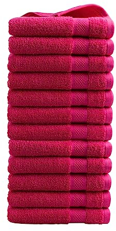 DoubleDry Handtücher Set 12-50 X 100 cm, Flauschige Badehandtücher, Duschhandtücher aus 100% Baumwolle (Oeko-TEX MIG Certified)- 500 g/m², Handtücher für Fitnessstudio, Spa & Strand (Rosa)