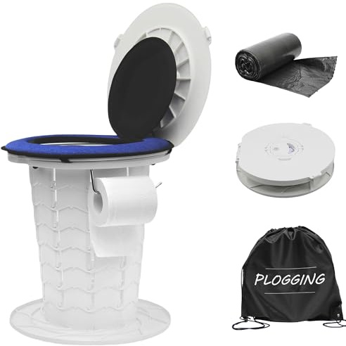 PLOGGING Toilette da Campeggio Retrattile, Regolabile in Altezza, vasino Portatile per Adulti e Bambini, WC Pieghevole per Campeggio, Viaggi e Auto