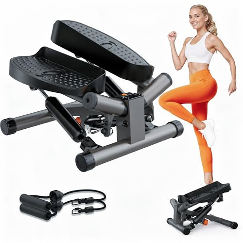 Niceday Twist Steppers for Exercise Workout, Mini Stepper with Resistance Bands, Stepper Machine for Home, Step Machine Exerciser with LCD Monitor, Space Saving, Non-Slip Pedal, Full Body Training
