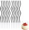 Centro de mesa para fiesta, 12 velas para tarta de cumpleaños, velas en espiral largas y delgadas con superficie metálica, velas en espiral para cupcakes para decoraciones de tartas de (negras)