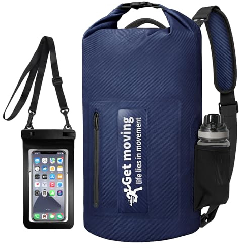 ENONEO Bolsa Estanca Impermeable 10L 20L Dry Bag Ultraligera Espesado Bolsas Impermeables Mochila Estanca con Correa Grand Bolsa Seca para Kayak Natación Pesca Rafting Camping Ciclismo (Azul, 20L)