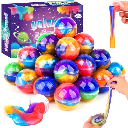 Rowecvce 36 Pack Galaxy Slime Balls for Kids - Stretchy, Non-Sticky, Mess-Free Stress Relief Toys, Party Favors, Classroom Rewards, Goodie Bag Stuffers for Boys & Girls