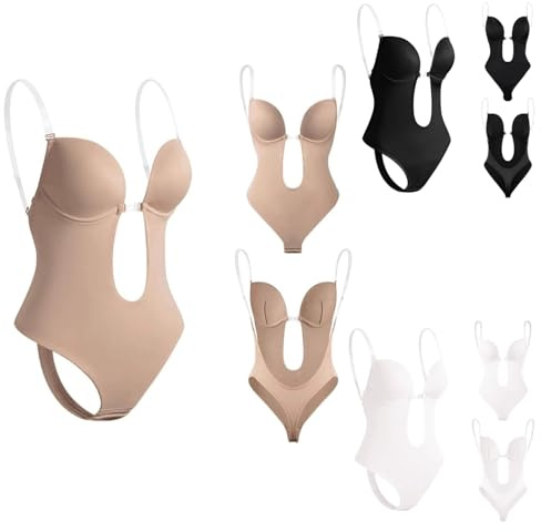 Genérico Sujetador Moldeador Lencería moldeadora de Cuerpo, Sujetador moldeador de cuerpo sin espalda, Entrepierna abierta sin costuras ajustable (001 Beige, S)