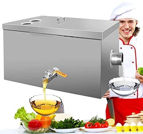 YCNLYSSR Séparateur de Graisse Commercial, séparateur de Graisse en Acier Inoxydable, séparateur d'eau et d'huile sous évier pour Restaurant, café, Cantine, Usine, Cuisine, 2 Prises d'eau
