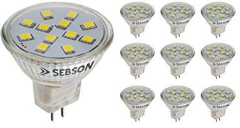 SEBSON LED Lampe GU4/ MR11 2W (1.6W), ersetzt 20W Glühlampe, warmweiß, 150lm, Leuchtmittel 110°, 12V DC, 10er Pack