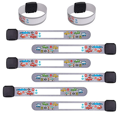 Notfallarmband Kinder, SOS Armband Kinder, Armband Kinder Telefonnummer, Pack of 6 Notfall Armband für Kinder, SOS Kapsel Kinder, Namensarmband Kinder Waterproof, Anti-Lost Adjustable Safety Bracelets