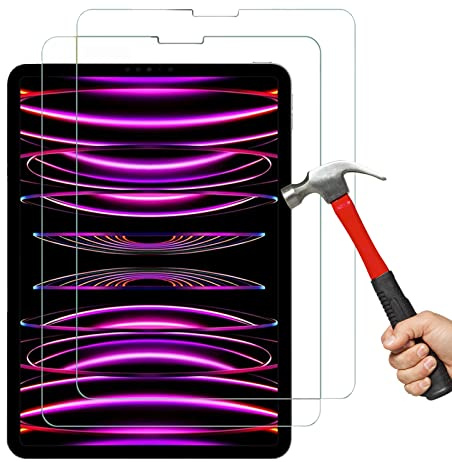 2 x Displayschutzfolie aus gehärtetem Glas für Apple iPad Pro 27,9 cm (11 Zoll) 2021 4. Generation 2022