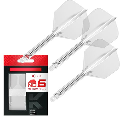 Target Darts K Flex Integrated Dart Flights and Shafts, Nr.6 Klar (Medium) | 3er Pack K-Flex - No6, Kflex All In One Moulded Dart Flight & Stem | Professionelles Dart Zubehör