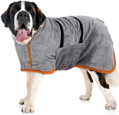 Peignoir Chien, Serviette pour Chien, avec Velcro, Super Absorbant, Peut Absorber l'eau Rapidement(XL)
