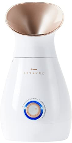 STYLPRO 4-in-1 Steamer: Face Steamer, Aromatherapy Diffuser, Humidifier and Towel Warmer - Ionic Face Mist for Deep Cleaning, Luxury Home Spa, Unclogs Pores (Rosegold/White)