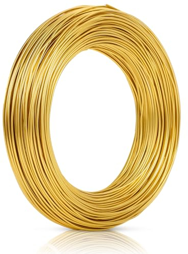 50m x 1mm Basteldraht Gold, Draht zum Basteln Schmuckdraht Aluminiumdraht Bindedraht Modellierdraht Draht Rostfrei für Schmuckherstellung Bastelarbeiten