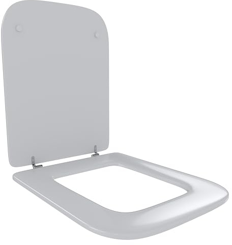 Sedile WC In Legno MDF Copriwater Tavoletta Rapido Montaggio Adatta Per Tutti i WC Standard Portata Massima 150 Kg Facile Da Pulire Design Brighton Cerniere In Ottone 44 × 36 Cm Bianco
