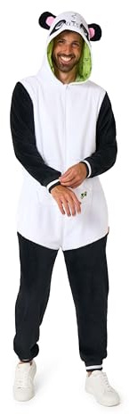 OppoSuits Erwachsene Einteiliger Pyjamas - Tier-Strampler - Panda Onesie - Weiß