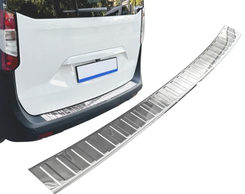 Paraurti Posteriore Compatibile con Ford Transit/Tourneo Courier II | Dal 2023+ Acciaio Inox Cromato Protezione per Bordo Bagagliaio Carico