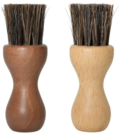 Cepillo de Crin Fina para Aplicación de Betún y Cera en Calzado - Cepillo Profesional para Cuidado de Zapatos - Juego de 2 Cepillos de Madera y Crin Natural para Limpieza y Mantenimiento Óptimo