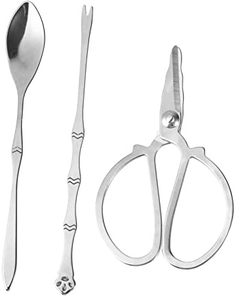 Garneck Juego de Tijeras para Mariscos de Acero Inoxidable Tenazas y Herramienta para Comer Cangrejo, Fácil de Llevar y Duradero, Incluye Bolsa de Almacenamiento