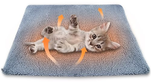 shallyong Manta Térmica para Gatos y Perros, Manta Autocalentable 60x48cm, Almohadilla para Mascotas sin Electricidad, Suave, Lavable, Antideslizante y Silenciosa (Gris, M)