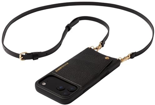 Bandolier Emma Leather Crossbody Phone Case iPhone 17 Pro - Black/Gld