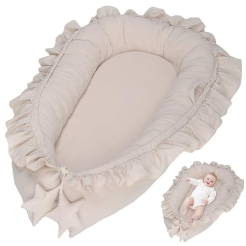 Tubera de nido de bebé de algodón suave de algodón para bebés con linda almohadilla de apoyo para bebés portátiles de estrellas para viajar en automóvil en casa