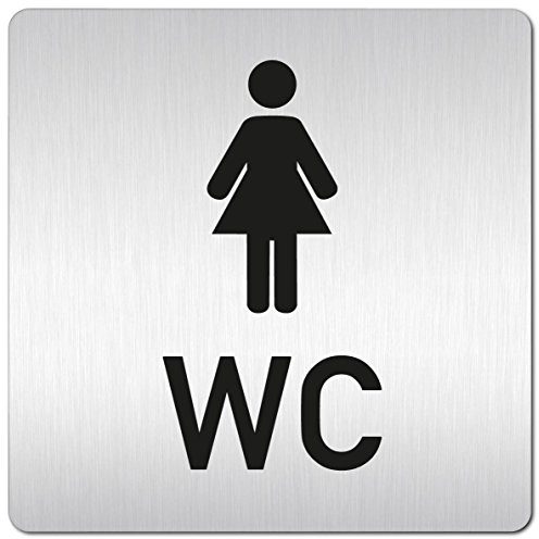 Türschilder24 XXL Schild - Türschild (B) • 125 x 125 mm • Damen + WC • 1,5 mm Aluminium Vollmaterial • 100% Made in Germany