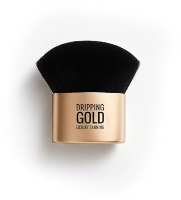 Dripping Gold Kabuki Brush – Ultra-Soft, Dense Bristles for Flawless Blending – Ideal for Powder & Tanning Application – Luxury Synthetic Fibres – Streak-Free Finish – Easy to Clean & Travel-Friendly