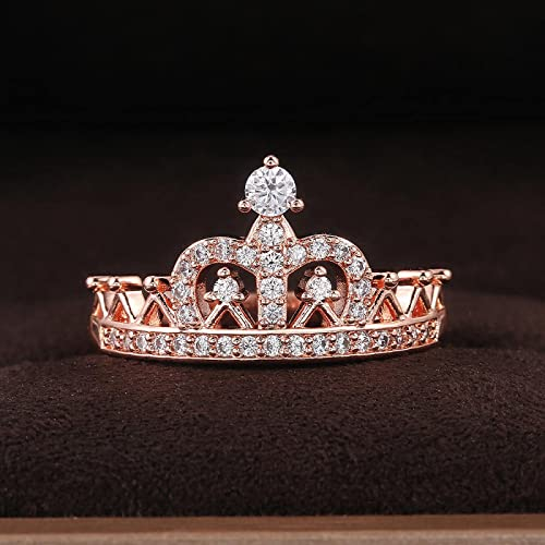 Kronringar för kvinnor glänsande kristall zirkon romantisk dam bröllop förlovning årsdag ringar mode smycken accessoarer, C-F, 8