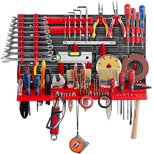KADAX Scaffalatura da officina, 58x39 cm, supporto per attrezzi da parete in robusto plastica, sistema di conservazione resistente ai raggi UV, pannelli da parete espandibili, scaffalatura da officina